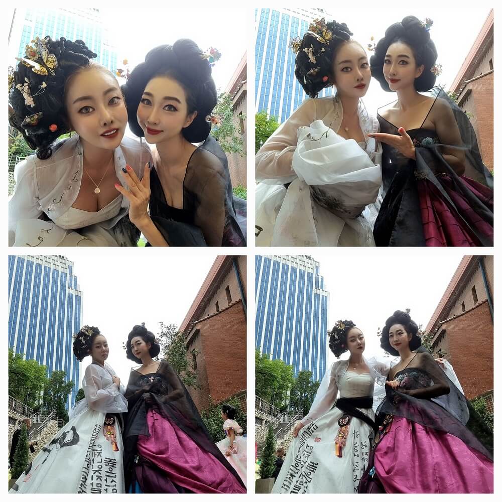 좌측 방송인 정승현&#44; 우측 모델 이선율 아젤리아드레스 패션쇼가 열린 한국교회 100주년기념관 야외공연장에서