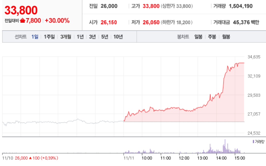  11월 11일 장 중 특징주