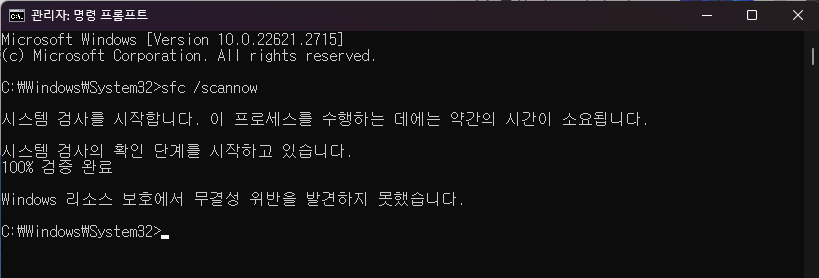 시스템 검사 및 결과 표시