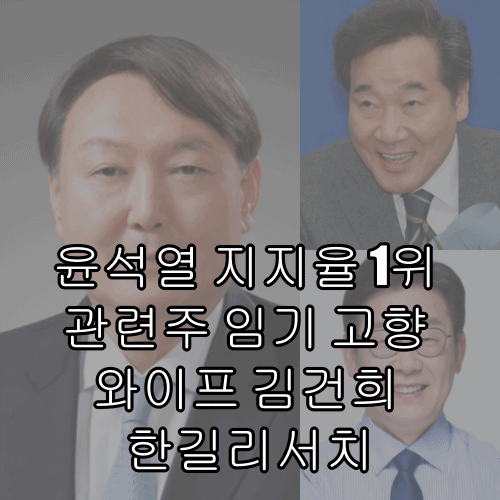  윤석열 지지율 1위 관련주 임기 고향 와이프 김건희 한길리서치