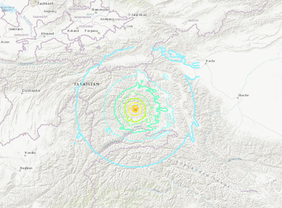  타지키스탄 Magnitude 6.8 earthquake