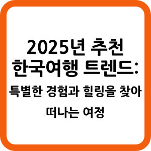 2025년 추천 한국여행 트렌드: 특별한 경험과 힐링을 찾아 떠나는 여정
