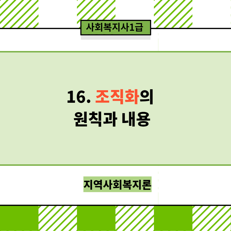  [지역사회복지론] 16. 조직화의 원칙과 내용
