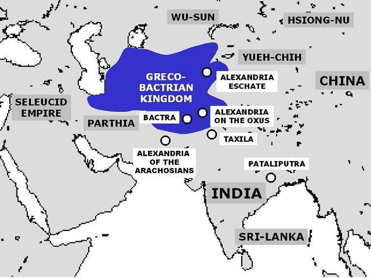 그리스-박트리아 왕국 지도