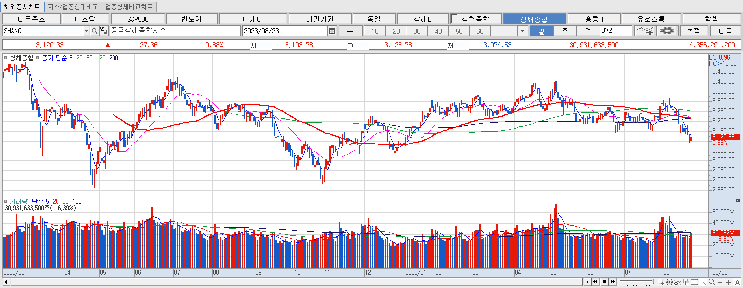 8.23 상해종합 마감