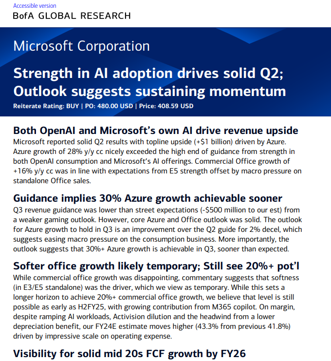BofA Microsoft Corporation 분석 보고서