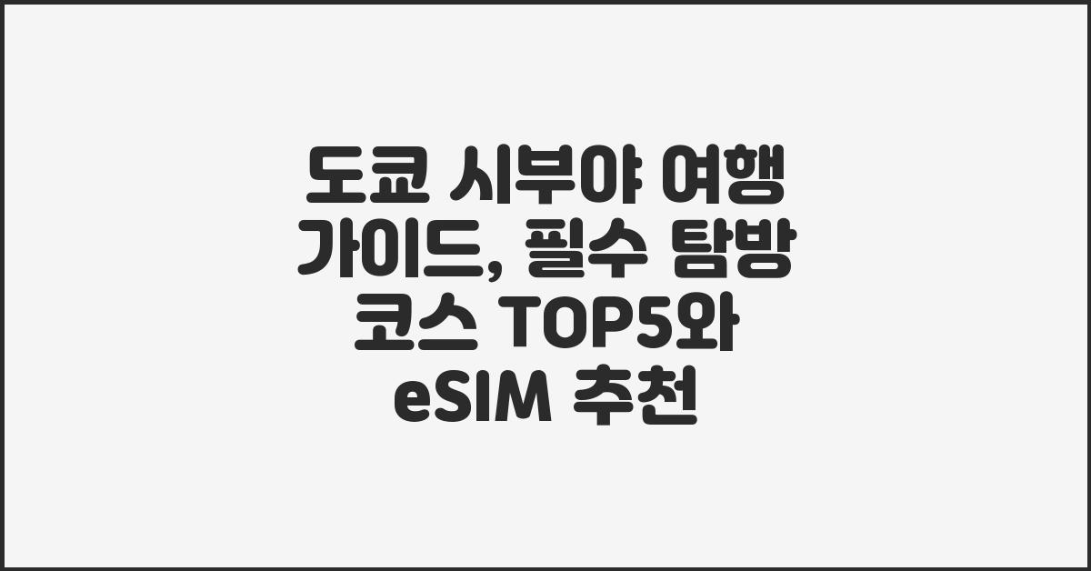 도쿄 시부야 여행 가이드: 볼 만한 곳 탑5와 eSIM 추천