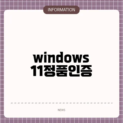 windows 11정품인증