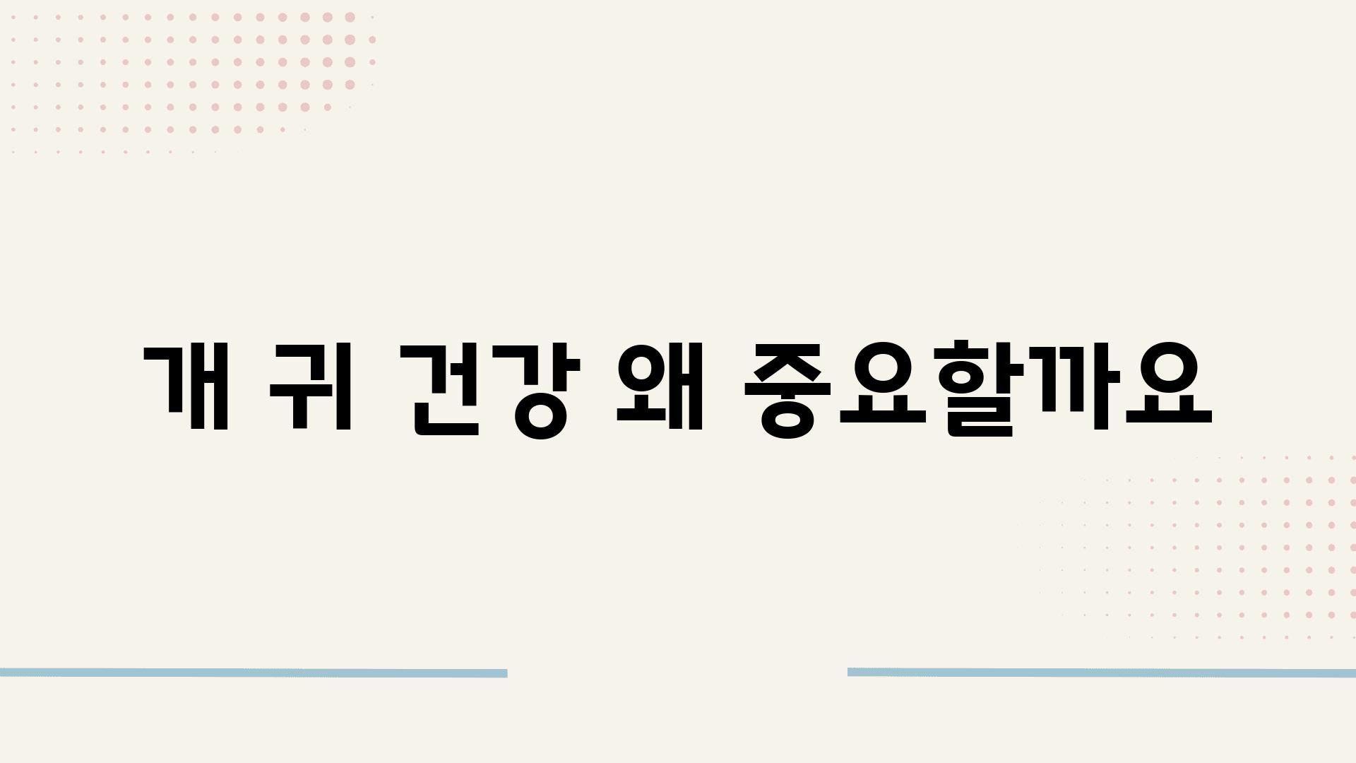 개 귀 건강 왜 중요할까요