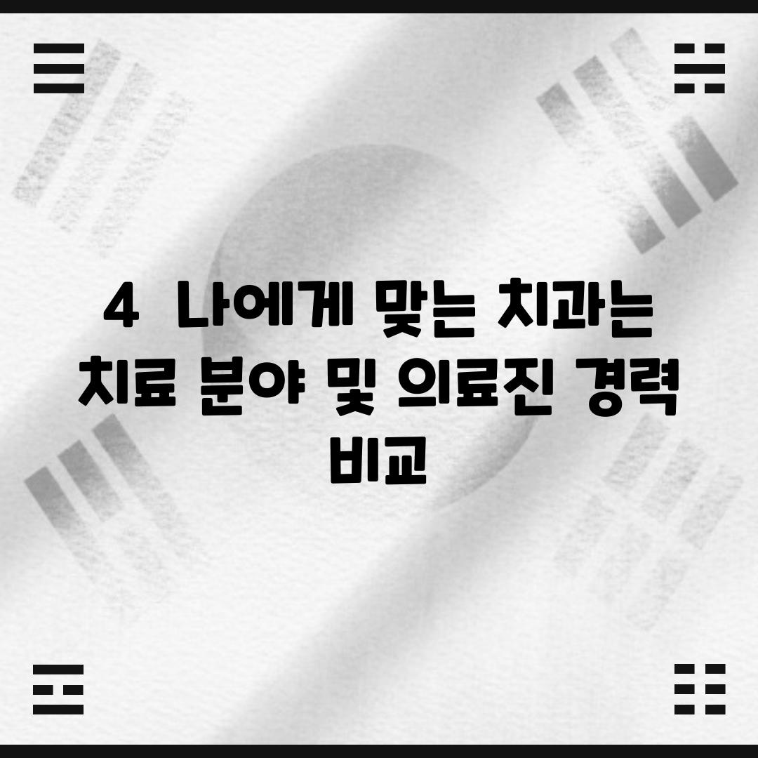 4.  나에게 맞는 치과는?  치료 분야 및 의료진 경력 비교