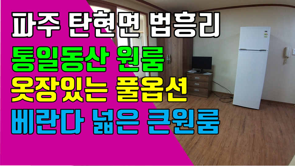  파주 탄현면 법흥리원룸 통일동산 신세계첼시아울렛 헤이리 원룸 월세 200/25만 도배 장판 깨끗한 베란다 넓은 깔끔한 풀옵션 3층 넓은 원룸