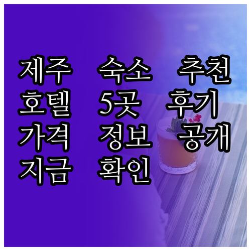 제주 숙소 고민 끝 제주도 호텔 5곳