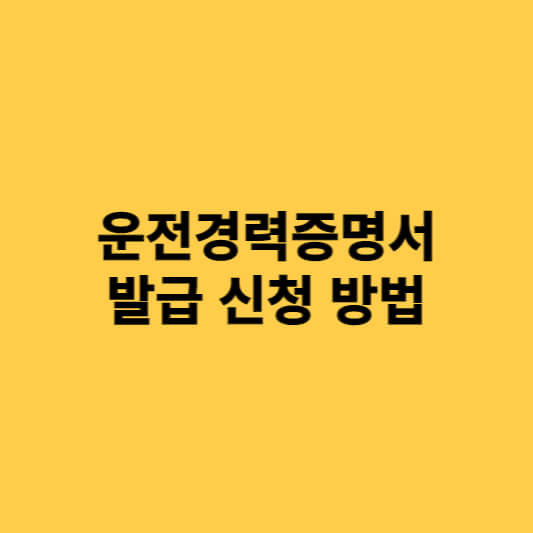  운전경력증명서 발급 신청 방법(온라인/오프라인)