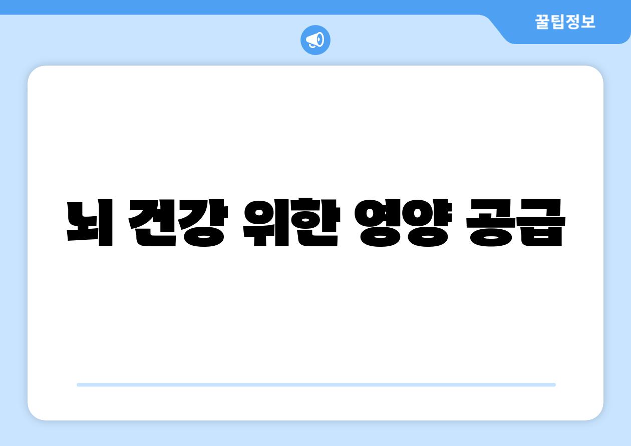 뇌 건강 위한 영양 공급