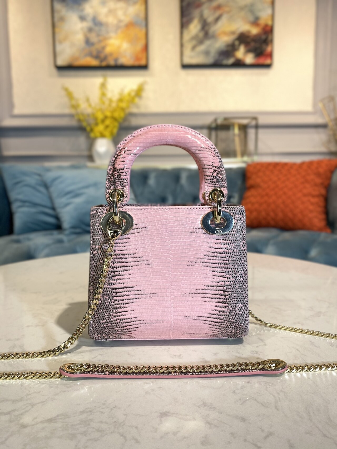  [DIOR] 디올 레이디디올 ABC백 리자드 핑크