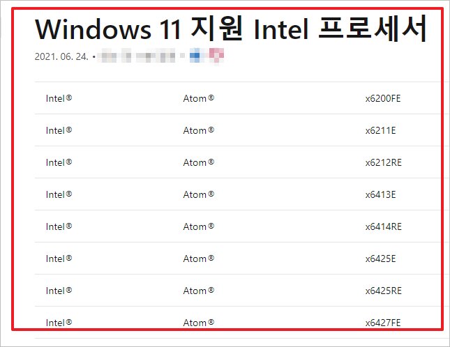윈도우 11 ( Windows 11 ) 지원 cpu Intel 프로세서 AMD 프로세서