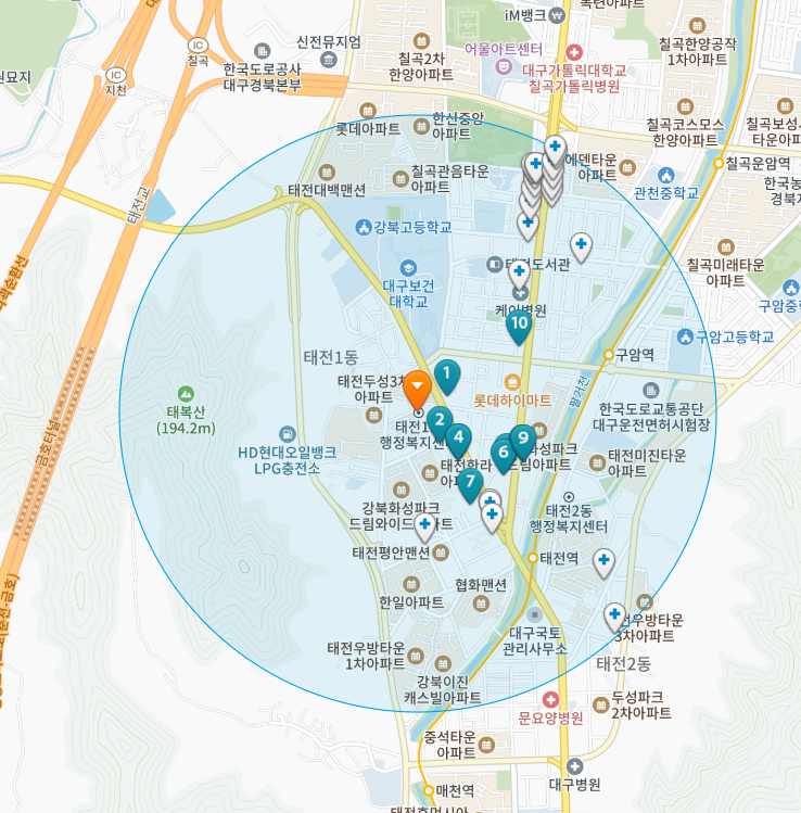 대구 북구 태전동 일요일 진료 휴일 문 여는 병원