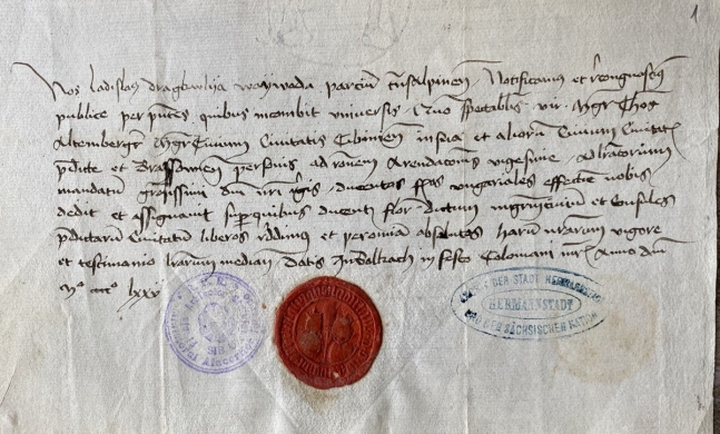 1475년 블라드 3세가 직접 쓴 편지
