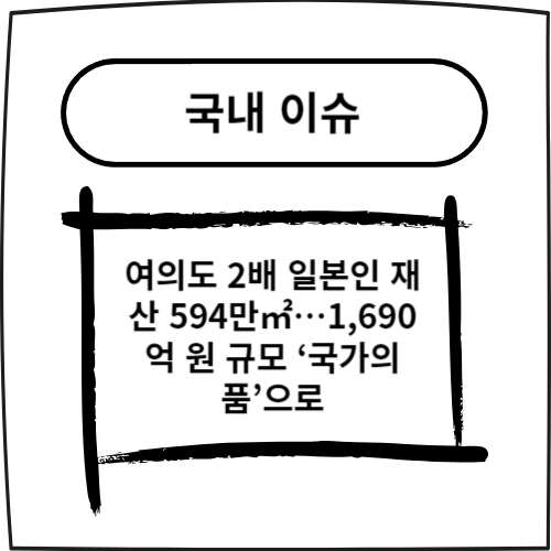 여의도 2배 일본인 재산 594만…1,690억 원 규모 ‘국가의 품’으로