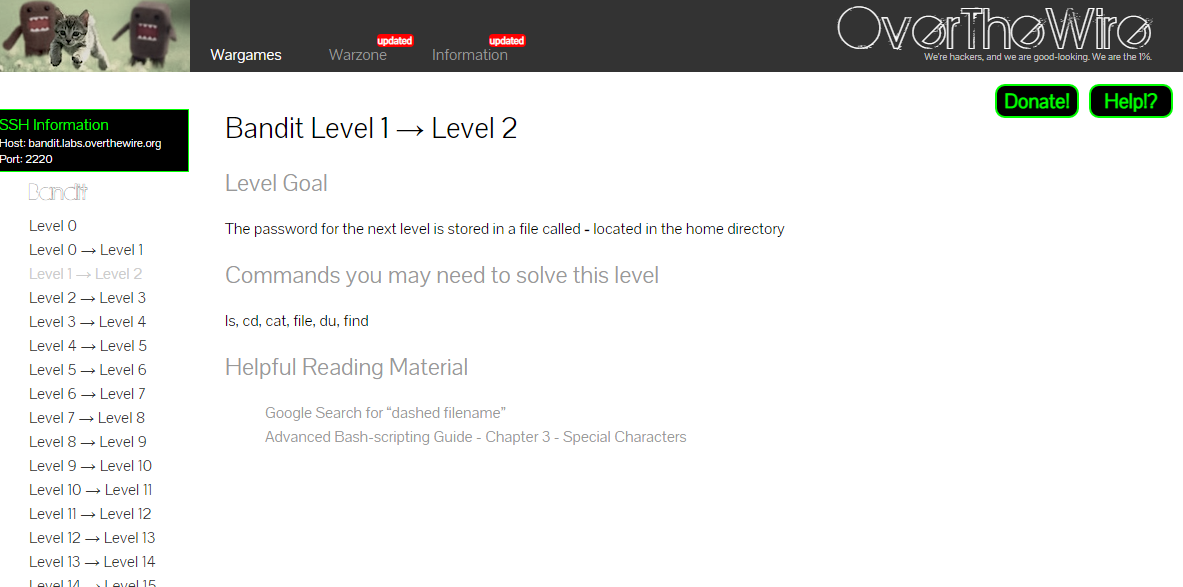  CTF Bandit Level 1 → Level 2 강좌 - 패스워드 탐색