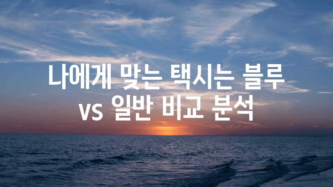 나에게 맞는 택시는 블루 vs 일반 비교 분석