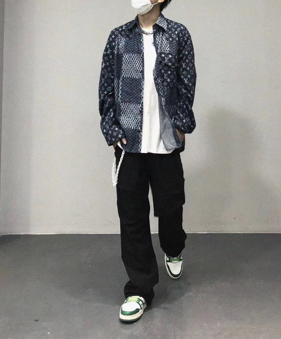  [LOUIS VUITTON x NIGO] 루이비통 X 니고 모노그램 웨이브 자이언트 다미 플란넬 셔츠 1A7X98
