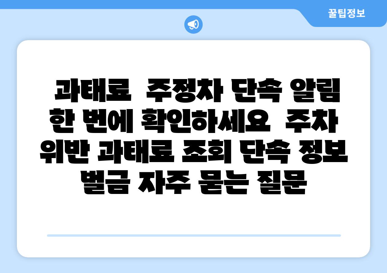  과태료  주정차 단속 알림 한 번에 확인하세요  주차 위반 과태료 조회 단속 정보 벌금 자주 묻는 질문