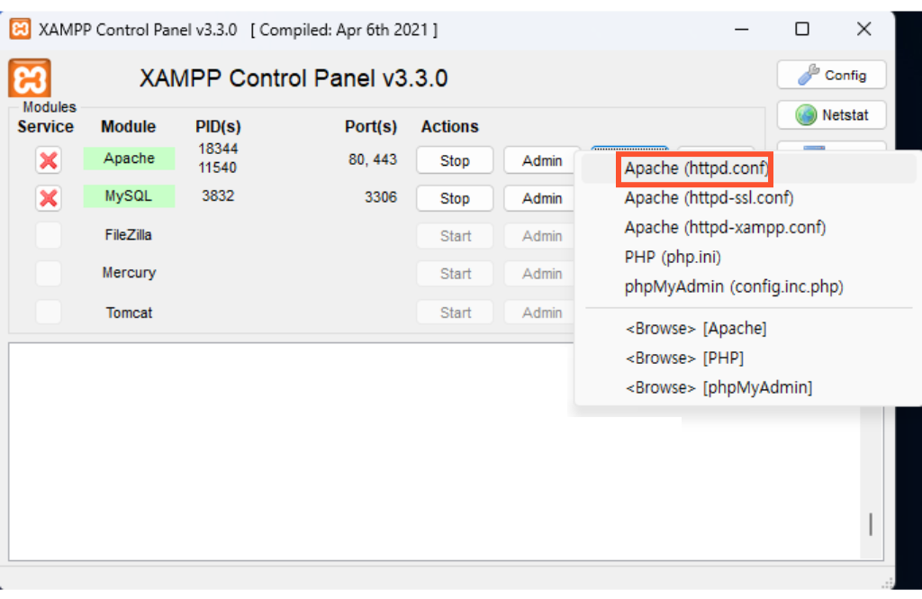 XAMPP Control Panel - config - httpd.conf