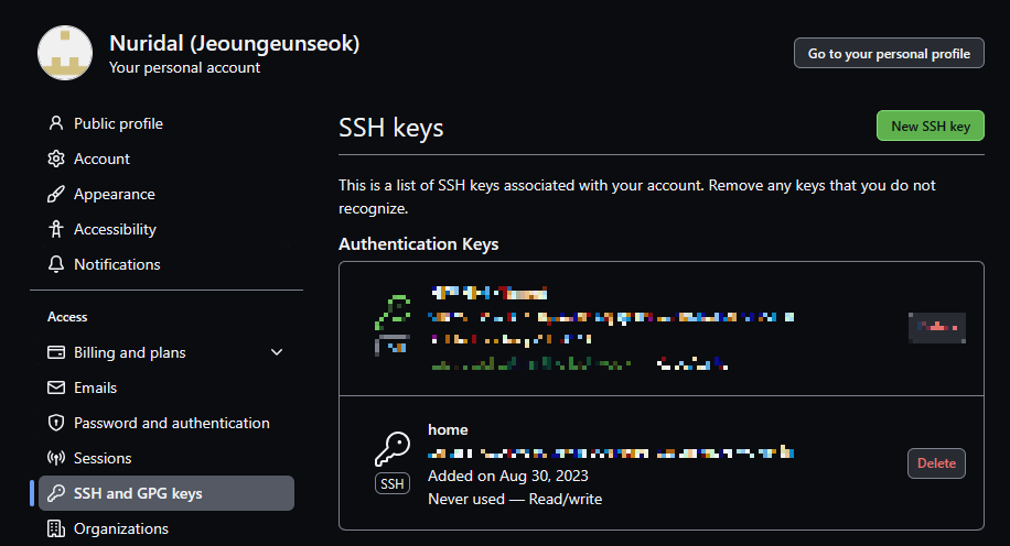 ssh key add result