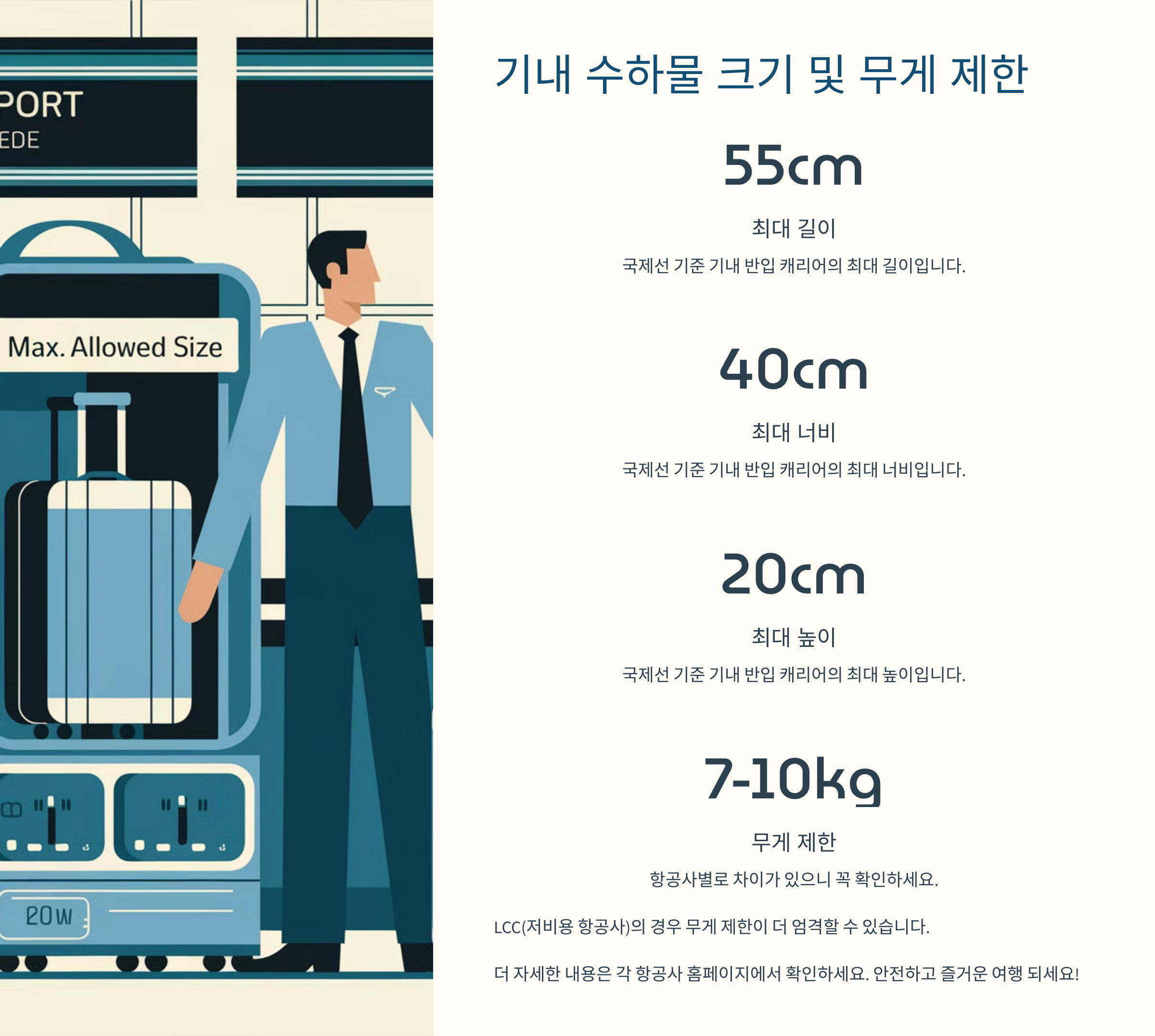 기내 수하물 무게 크기 제한