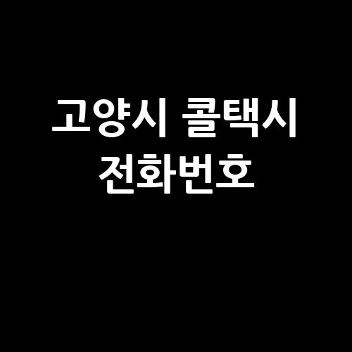 고양시 콜택시 전화번호 예약 비용 부르는 법