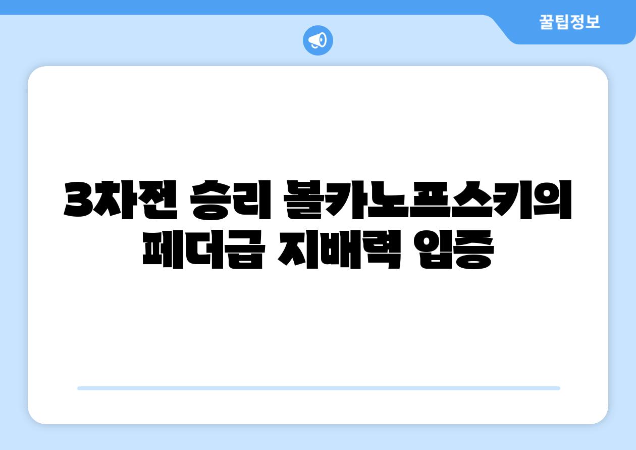 3차전 승리 볼카노프스키의 페더급 지배력 입증