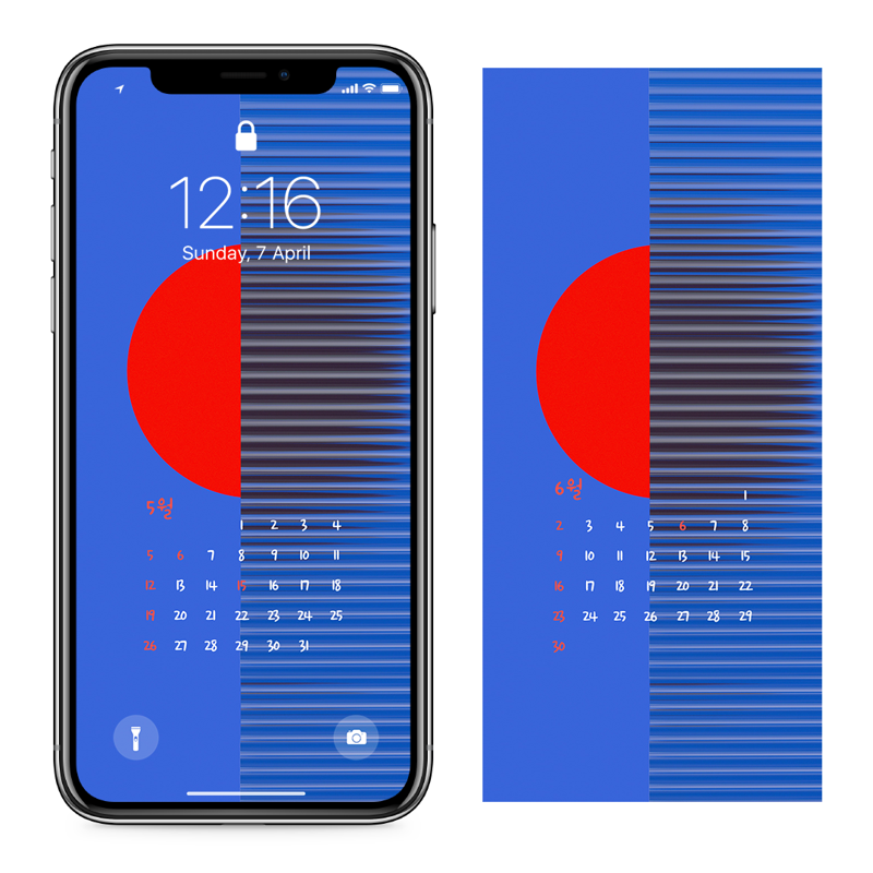 13 빨간색 반원 AB - 2024년5월 아이폰달력배경화면