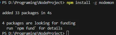 npm install -g nodemon TERMINAL