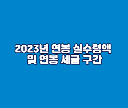 2023년 연봉 실수령액 및 연봉 세금 구간