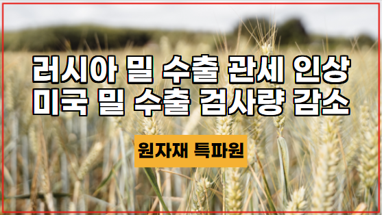 [국제농산물] 러시아 밀 수출 관세 인상 / 미국 밀 수출 검사량 감소