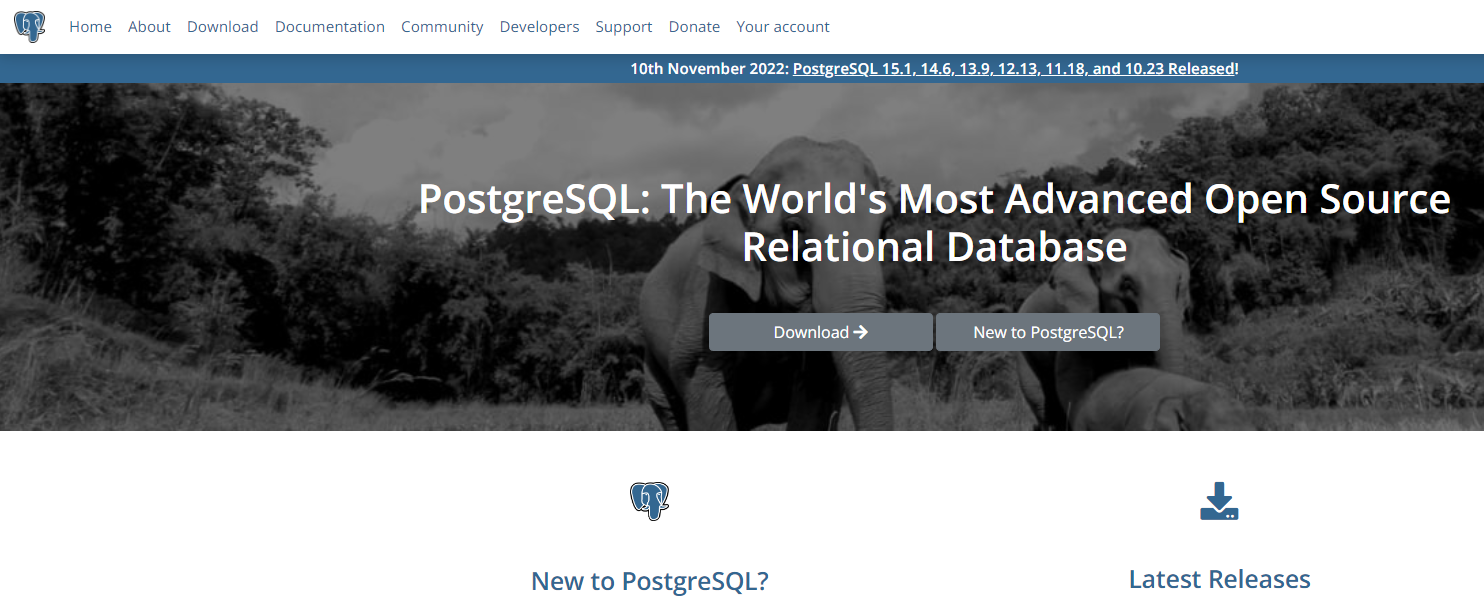 PostgreSQL 공식 홈페이지