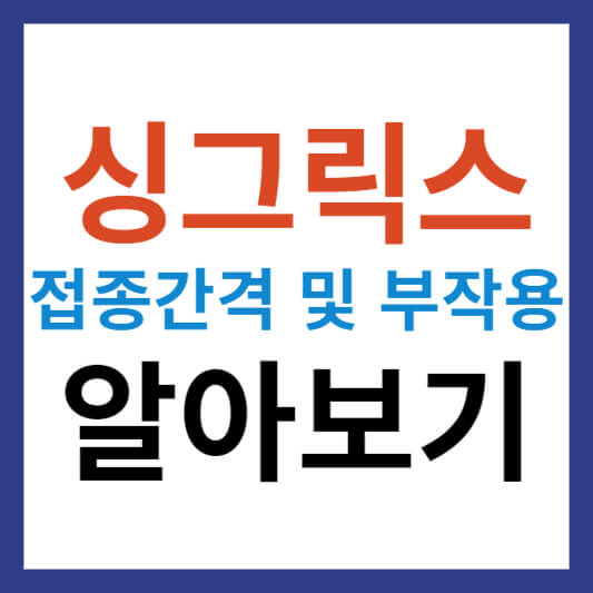 싱그릭스 접종 간격 및 싱그릭스 부작용 정보 정리