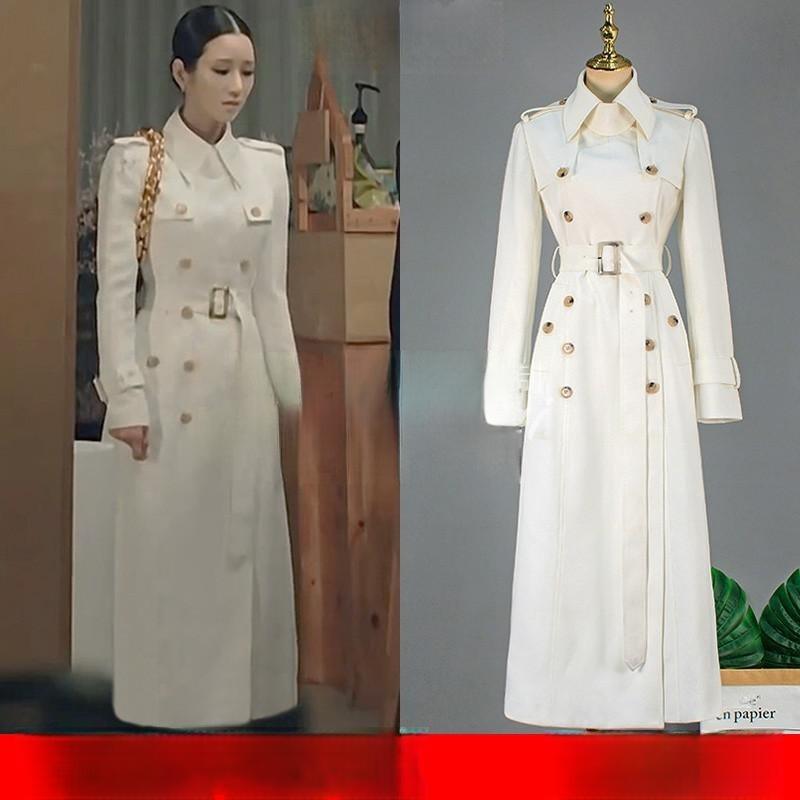 이브 서예지 이라엘 영국식 화이트 트렌치코트 정장