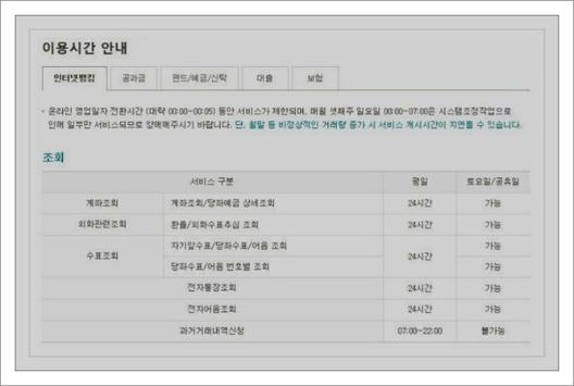 국민은행 점검시간