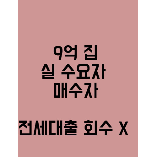  9억 집 실수요자 매수자 전세대출 회수 안할수도!!