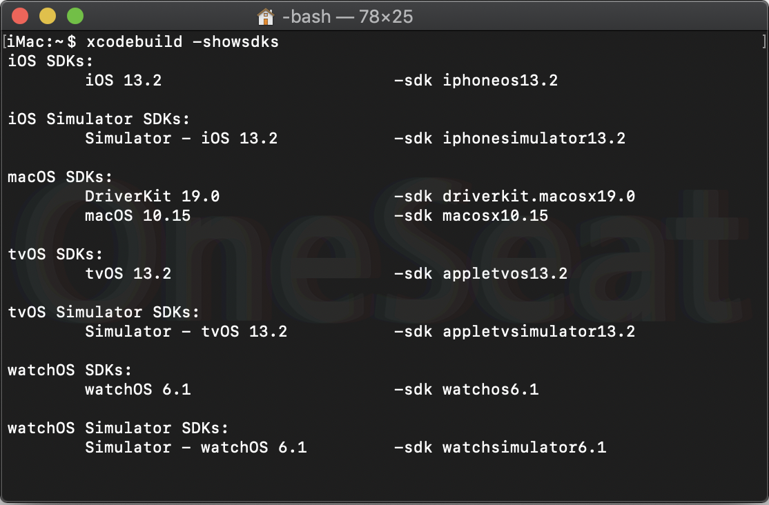 Mac 터미널을 통하여 Xcode IOS SDK 버전 확인하기