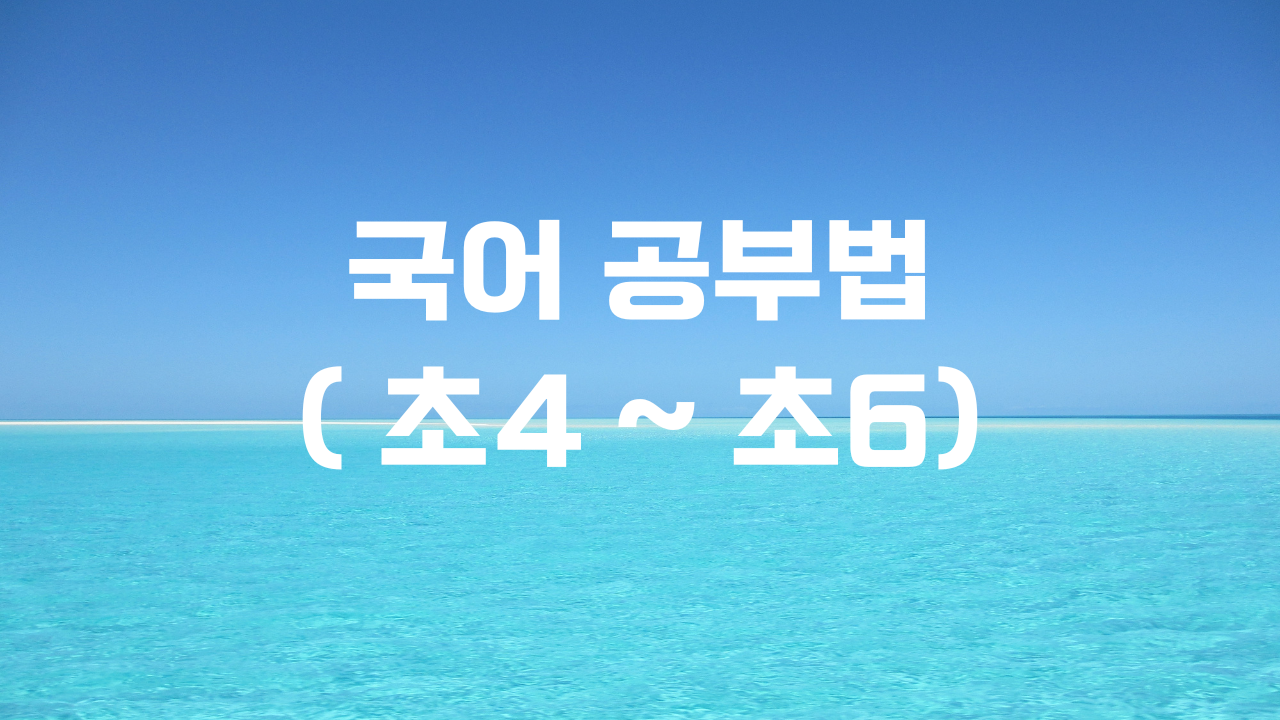  초등학생 국어 공부법 (초4~초6)