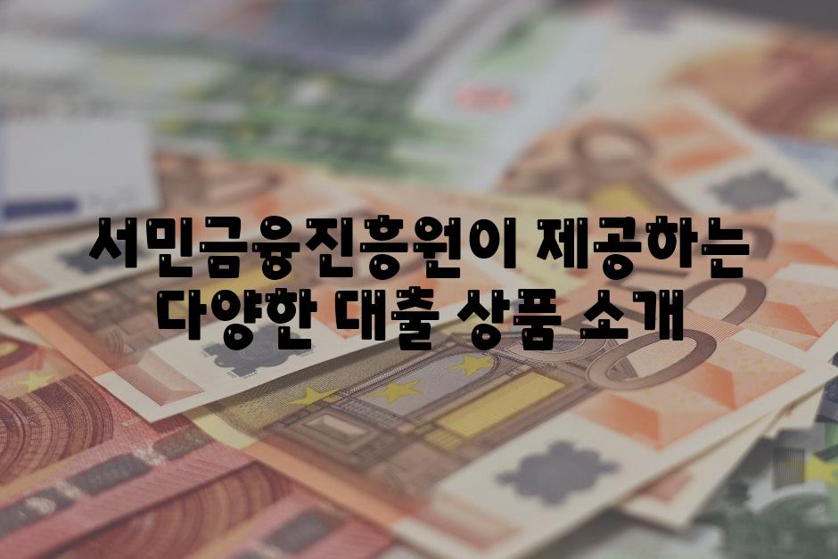 서민금융진흥원이 제공하는 다양한 대출 상품 소개