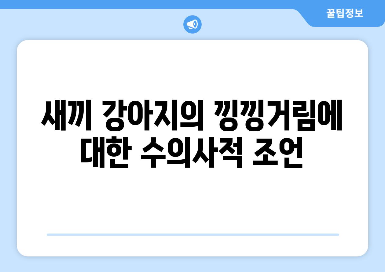 새끼 강아지의 낑낑거림에 대한 수의사적 조언