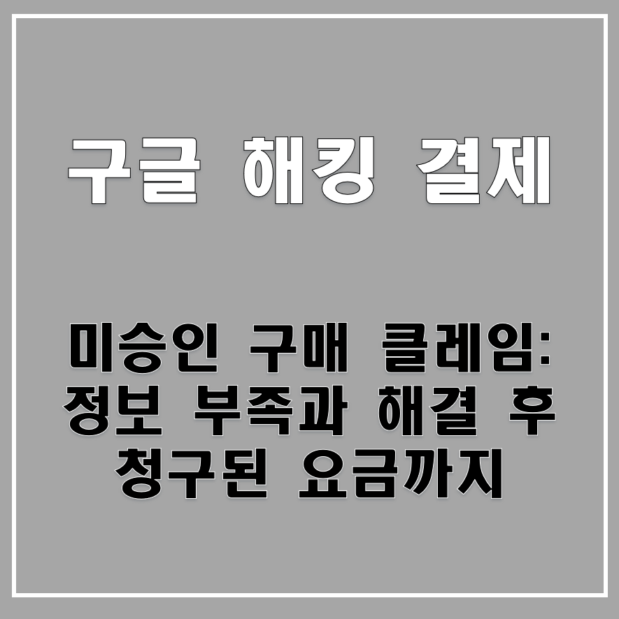  구글 해킹 완전히 해결했습니다 (+미승인 구매 클레임: 정보 부족)