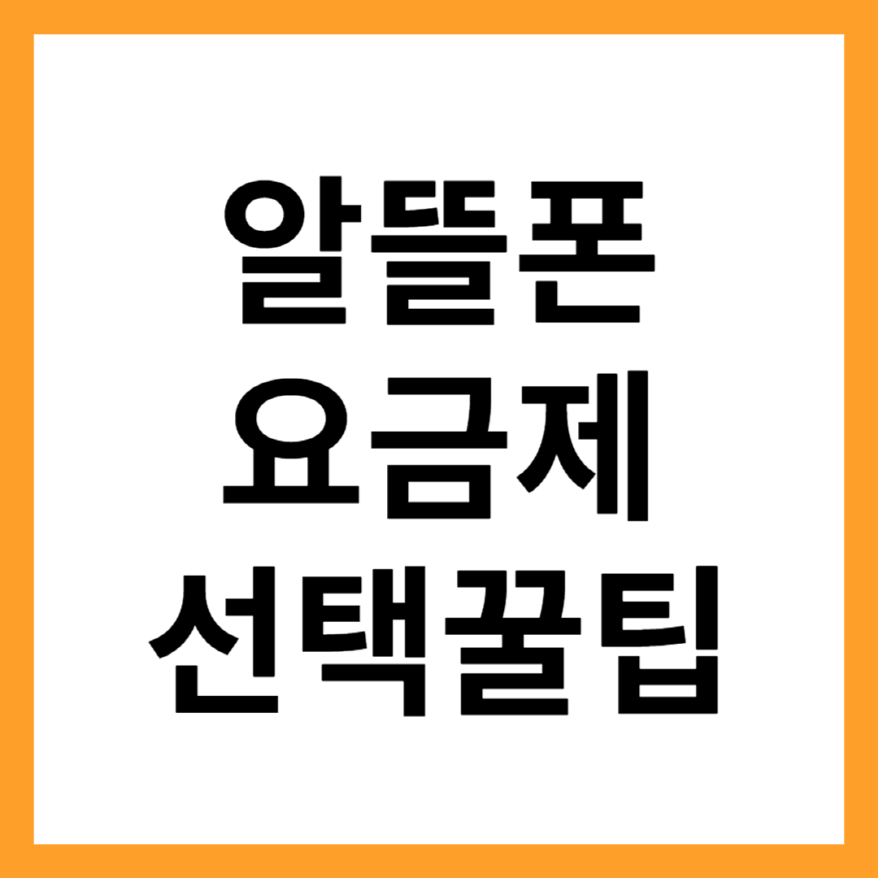 알뜰폰 요금제 선택 꿀팁