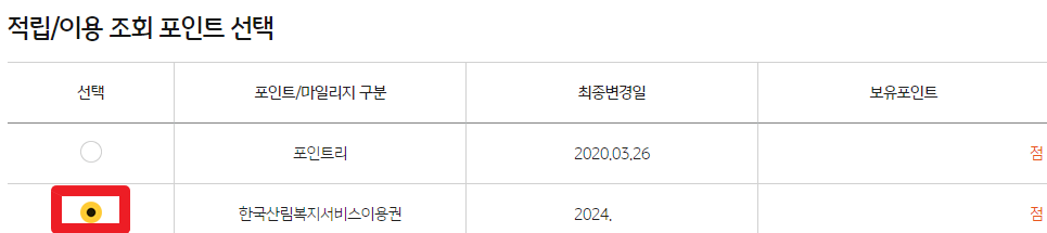 포인트 조회 사진입니다.