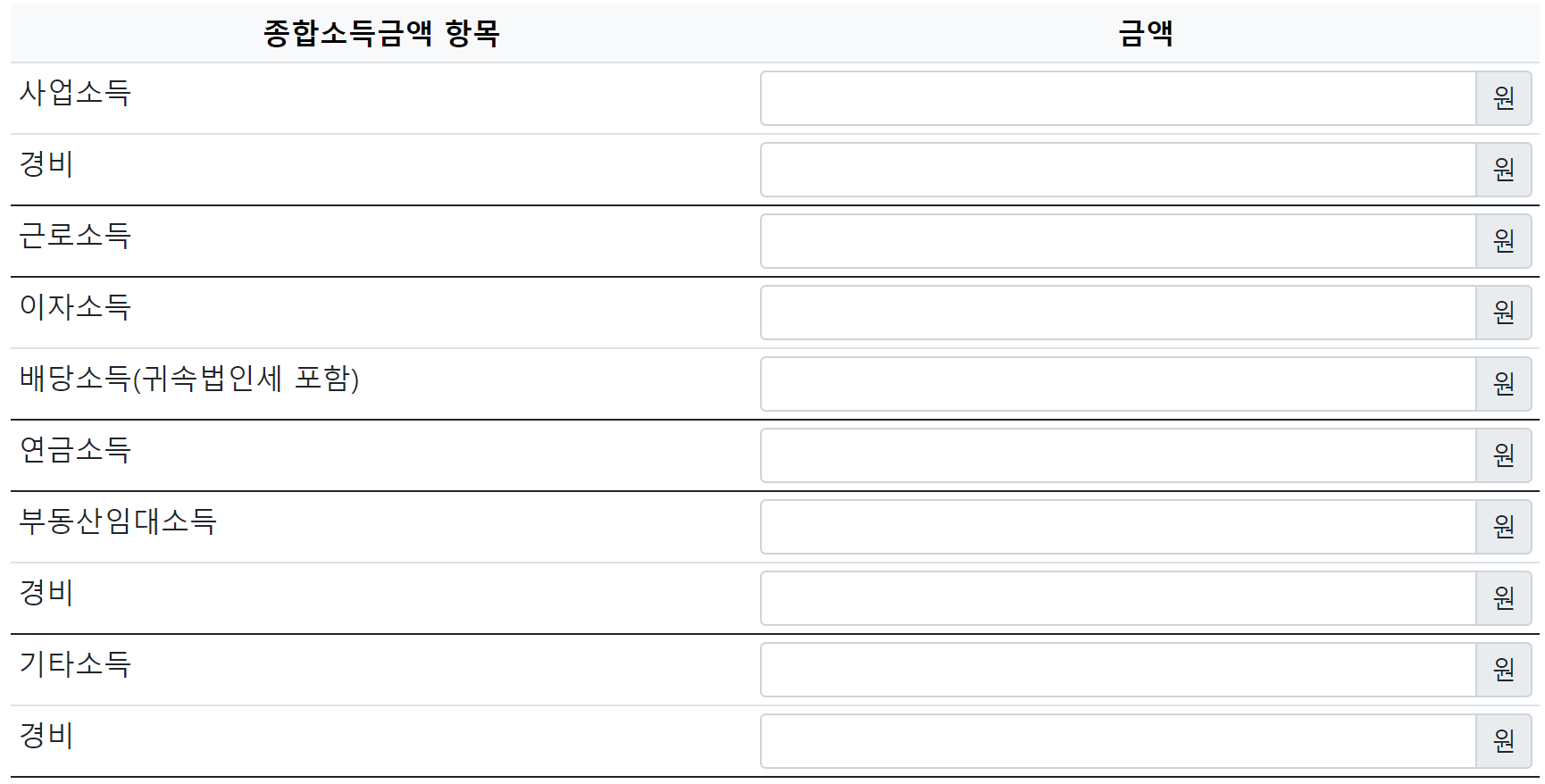 개인사업자 프리랜서 종합소득세 계산기 소득세율표