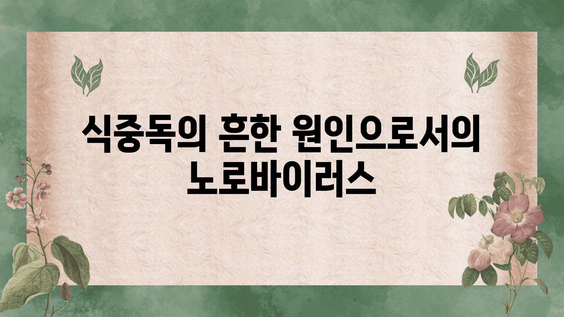 식중독의 흔한 원인으로서의 노로바이러스